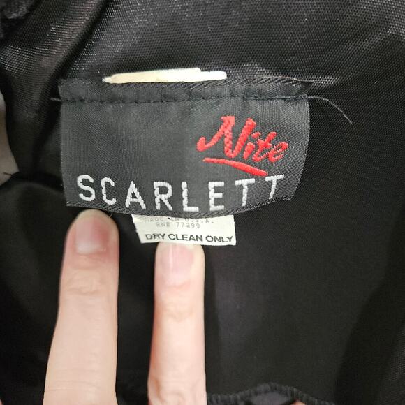 Vintage early 90s Scarlett Nite Maxi Dress Gown Sleeveless Black Floral Sz Small - Picture 7 of 9